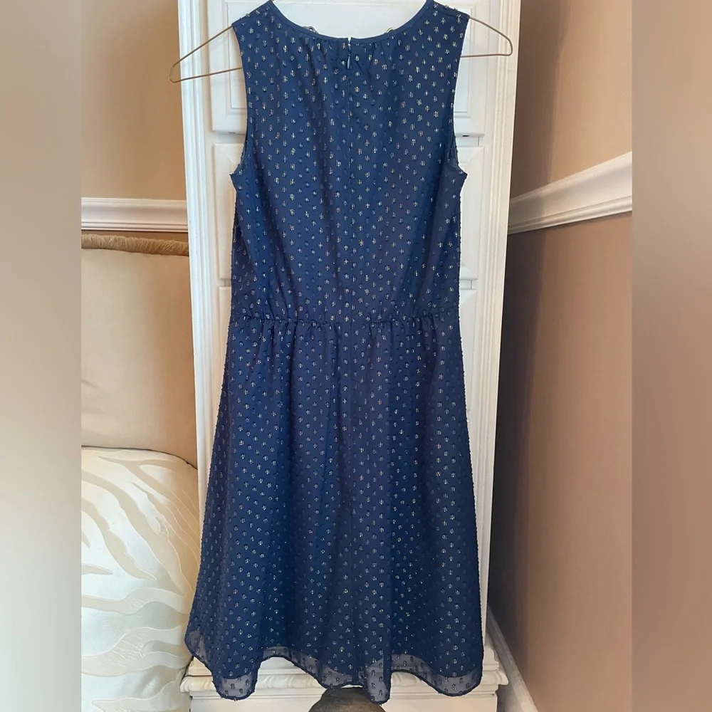 J. Crew Navy Dress with Metallic Details - Picture 2 of 6